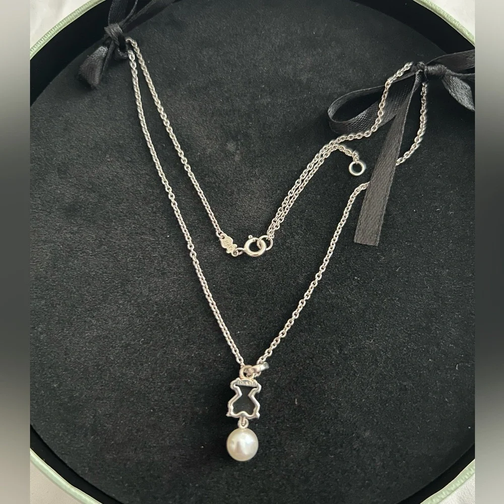 TOUS Black Onyx and Pearl Sterling Silver Necklace - Picture 5 of 7
